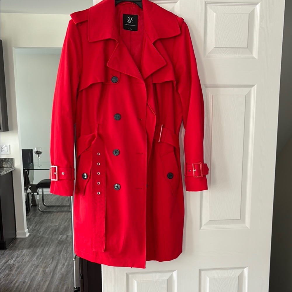 New York & Company Red Trench Coat Tailored Elegance